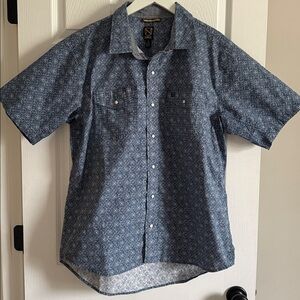 Navy Micro-Print Western Button-Down Shirt
